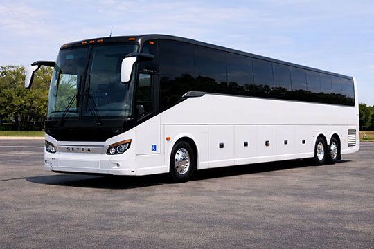 56-passenger charter bus available for charter in Longmont, CO